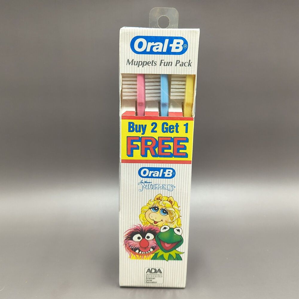 Muppets Oral B Childs Toothbrush Lot Kermit Animal Miss Piggy Vintage 1989